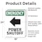Signmission Power Shutoff (Left Arrow) With Symbol, 18 in W x Rectangle, Vinyl Decal OS-2PACK-EM-D-1824-V-10525 - alternate 4